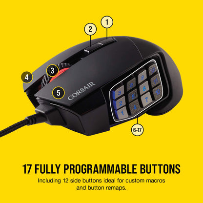 Corsair Scimitar RGB Elite Gaming Mouse for MOBA, MMO - 18,000 DPI - 17 Progammable Buttons - iCUE Compatible - Black 🍁 All In One Marketplace Canada