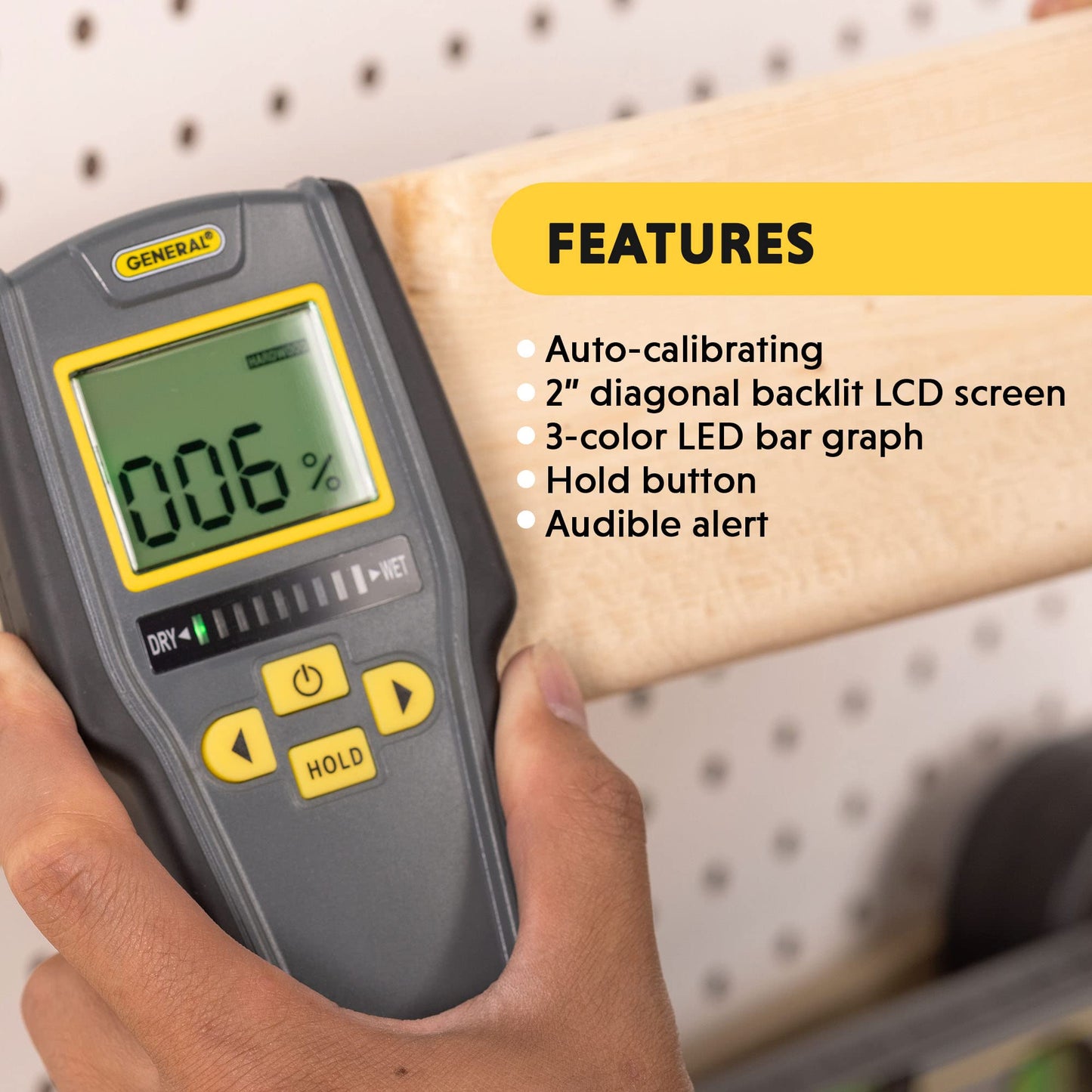 General Tools MMD7NP Moisture Meter, Pinless, Digital LCD with Tricolor Bar Graph General Tools
