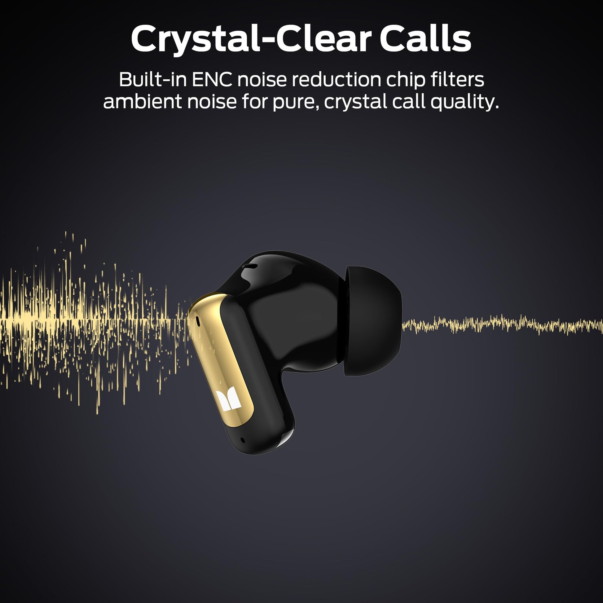 Monster N-Lite 217 Wireless Earbuds, Immersive Stereo Sound, Bluetooth 6.0 in-Ear Headphones, Built-in Smart Noise Cancelling Mic for Clear Calls, Comfortable Fit, 32H Playtime, IPX6 Waterproof, Black
