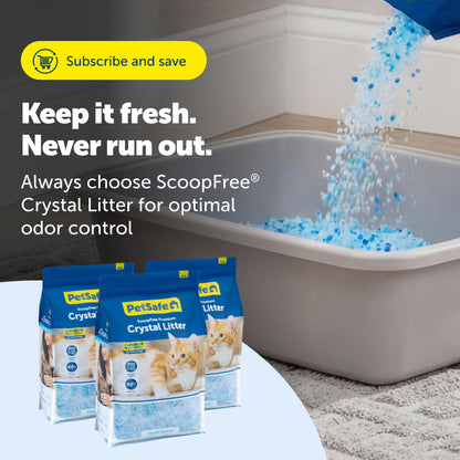 PetSafe ScoopFree Premium Fresh Crystal Cat Litter, 3-Pack – Lightly Scented Litter – Superior Odor Control – Low Tracking for Less Mess – Lasts Up to 6 Months, 24 lbs Total (3 Pack of 8 lb Bags)
