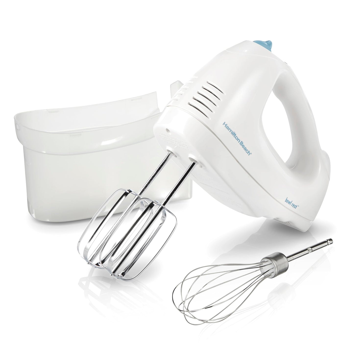 Hamilton Beach 6-Speed Electric Hand Mixer for Baking, 250W, QuickBurst, Snap-On Storage Case, Traditional Beaters & Whisk, White (62682G) - Available at All In One Marketplace Canada