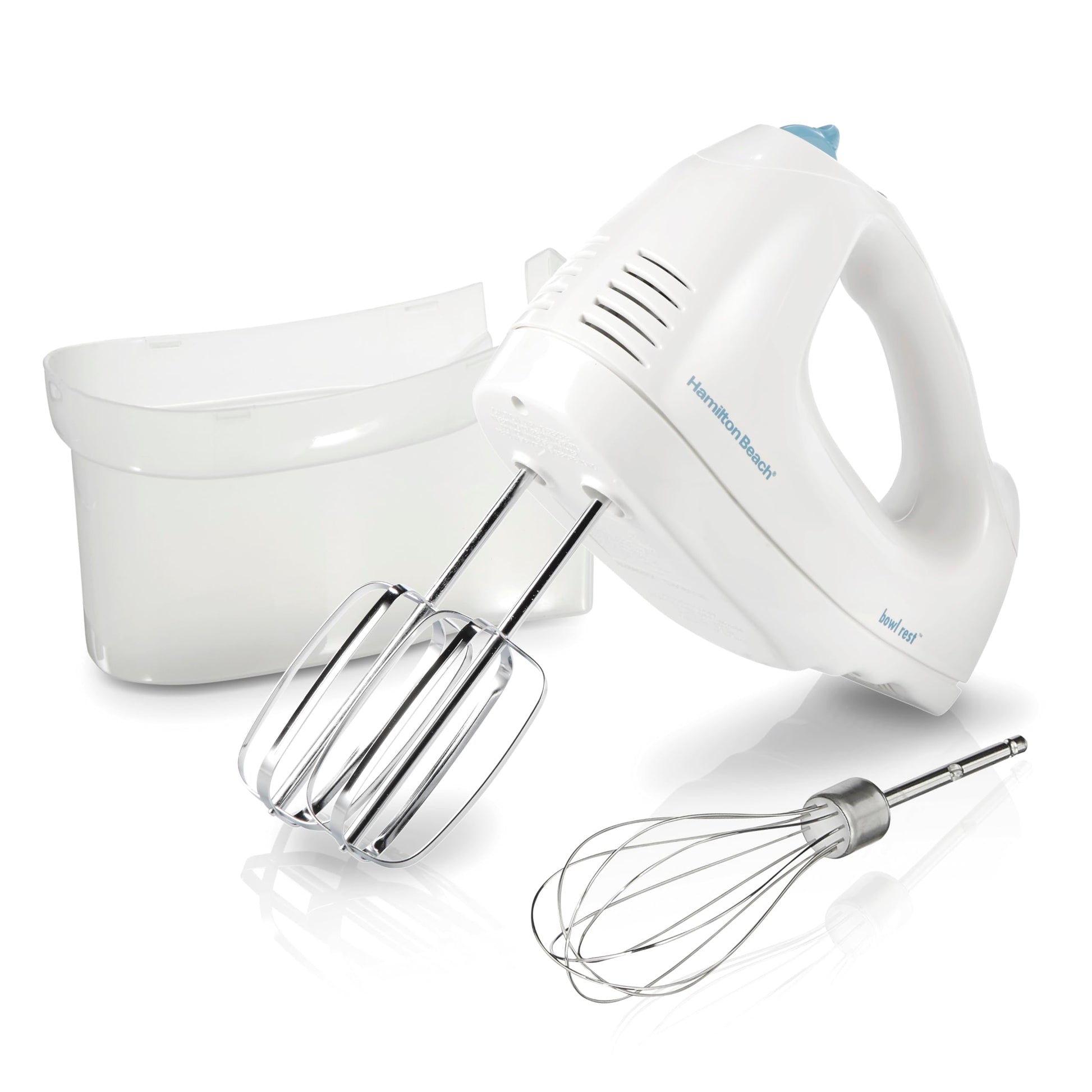 Hamilton Beach 6-Speed Electric Hand Mixer for Baking, 250W, QuickBurst, Snap-On Storage Case, Traditional Beaters & Whisk, White (62682G) - Available at All In One Marketplace Canada