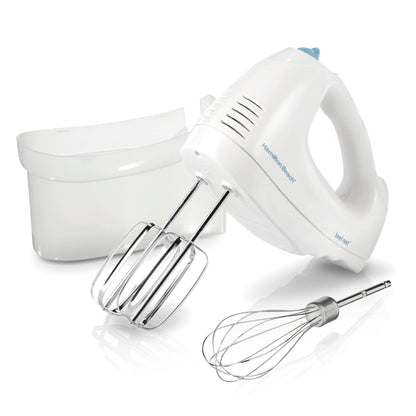 Hamilton Beach 6-Speed Electric Hand Mixer for Baking, 250W, QuickBurst, Snap-On Storage Case, Traditional Beaters & Whisk, White (62682G) - Available at All In One Marketplace Canada