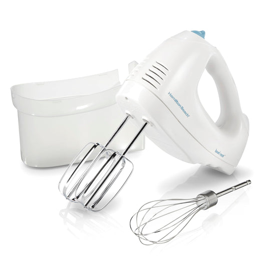 Hamilton Beach 6-Speed Electric Hand Mixer for Baking, 250W, QuickBurst, Snap-On Storage Case, Traditional Beaters & Whisk, White (62682G) - Available at All In One Marketplace Canada