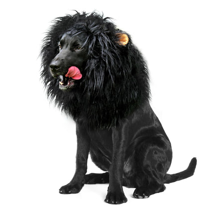 Onmygogo Lion Mane Wig for Dogs with Ears, Funny Pet Costumes for Halloween Christmas (L, Black) 🍁 All In One Marketplace Canada