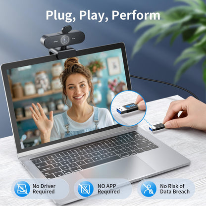 EMEET NOVA 4K Webcam for PC - Computer Camera PDAF Autofocus, 2 Mics, 73° FOV, Auto Light Correction, USB Plug & Play Web Cam, Privacy Cover, Ideal for Home Office, Streaming, Business & Video Calls