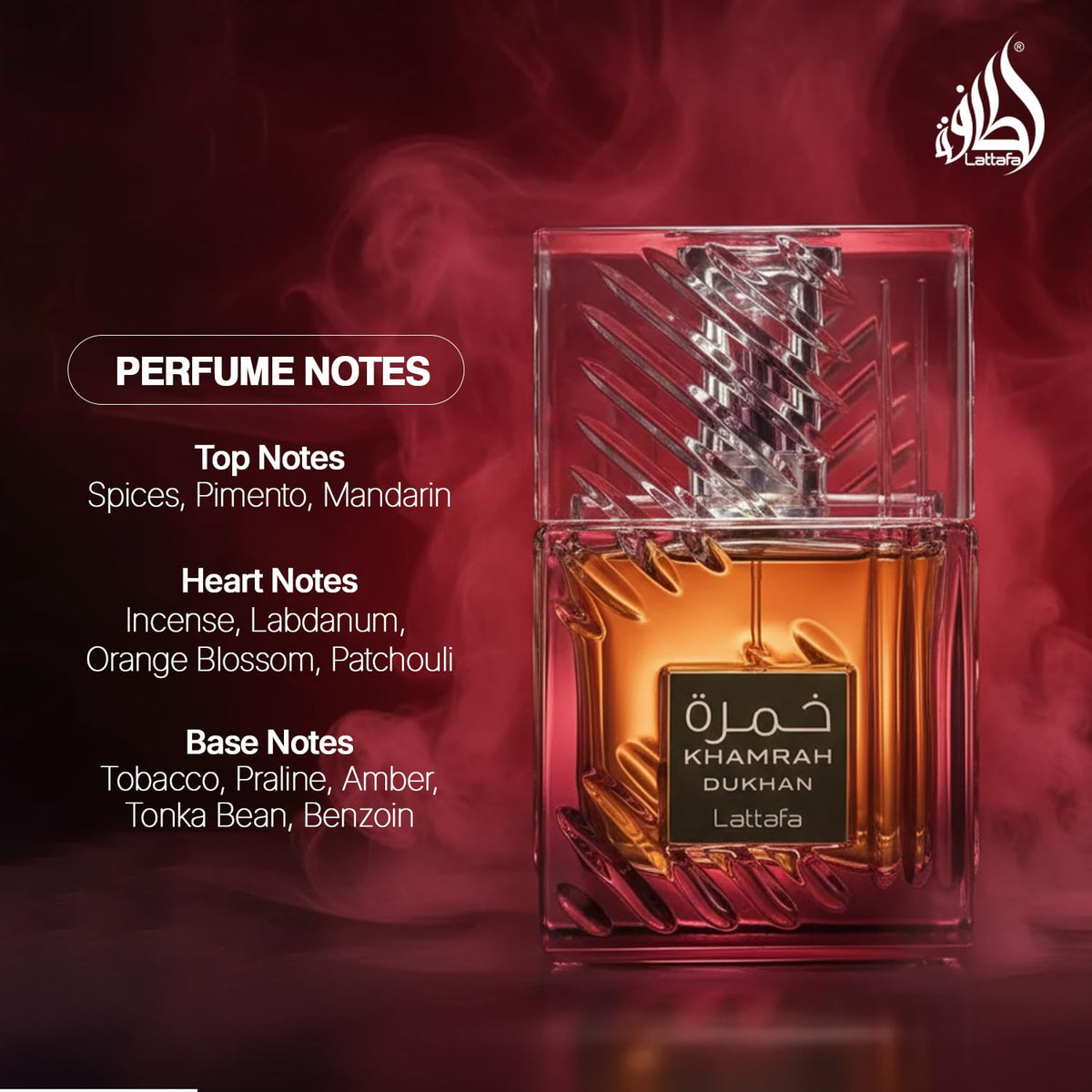 Lattafa Khamrah Dukhan Eau de Parfum Spray for Unisex, 3.4 Ounce