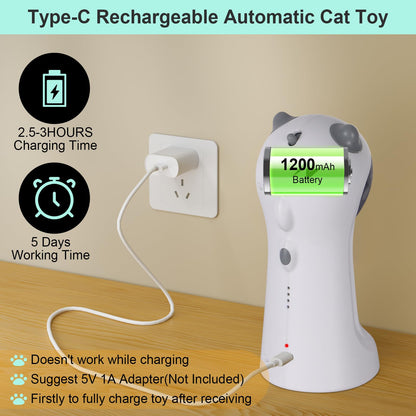 TBTeek Cat Toy, Automatic Motion-Activated, 5 Fun Patterns, 4 Speed Modes, Adjustable Light Angles, Random Rotating Trajectory, Rechargeable - Available at All In One Marketplace Canada