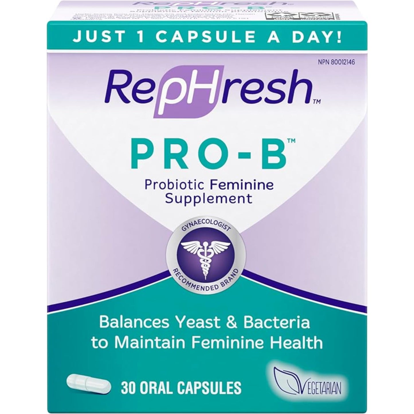 RepHresh Pro-B Probiotic Feminine Supplement, Balances Yeast and Bacteria, Womens Probiotic, Restore Healthy, Vaginal Flora with L. rhamnosus GR-1 & RC-14, 30 Oral Capsules - Available at All In One Marketplace Canada