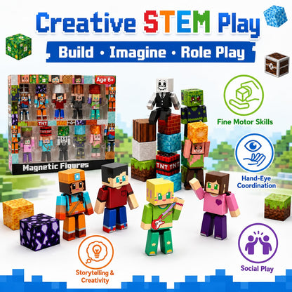 20 PCS Magnetic Action Figures Playset - Magnetic Building Blocks, Magnet Cubes and Rotatable Figures Character Toys for Kids, STEM Toys, Christmas Birthday Gift for 3+ Year Old Boys Girls 🍁 All In One Marketplace Canada