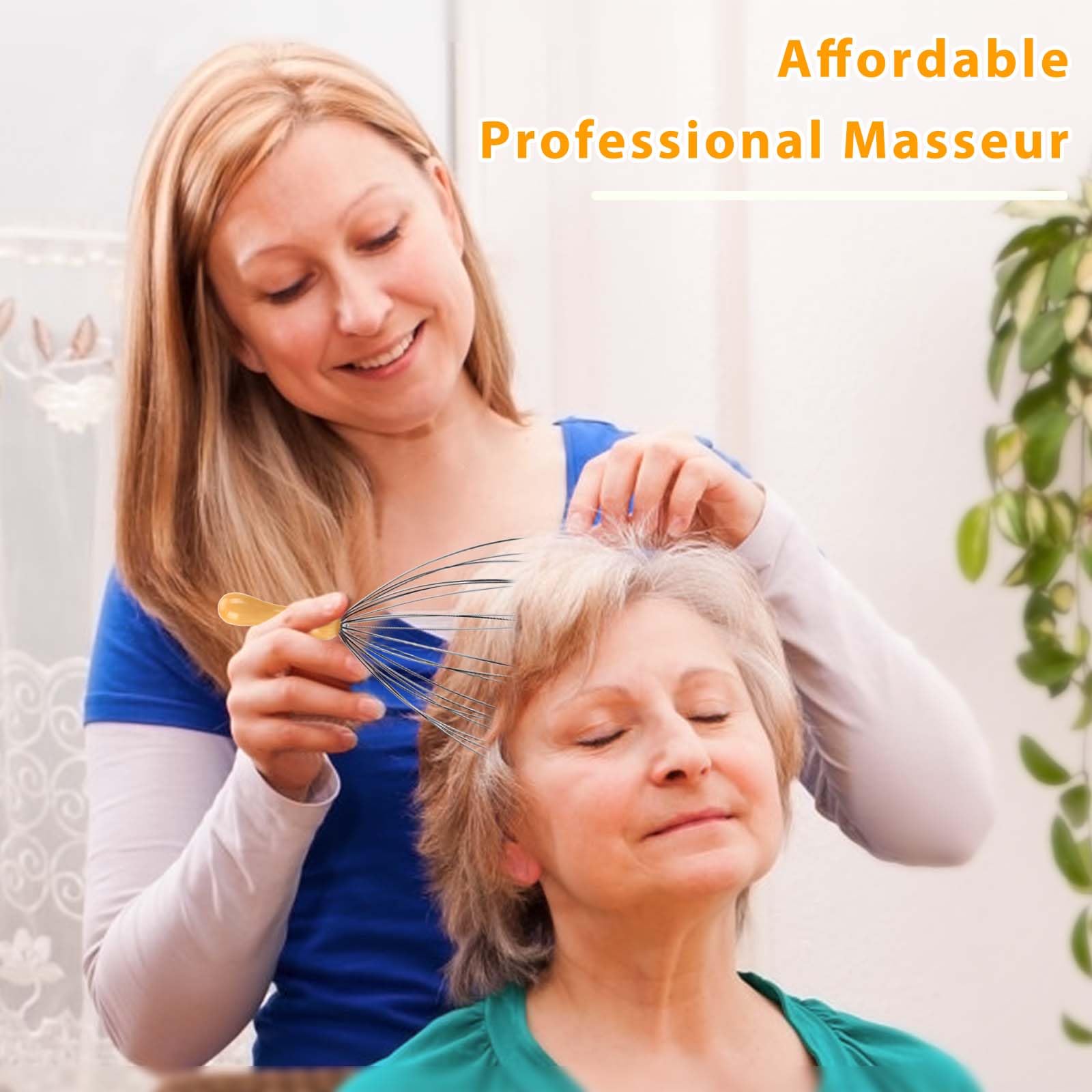 FREATECH 24 Fingers Head Massager Scalp Scratcher with Ergonomic Wooden Handle for Deep Relaxation and Stress Relief, Easy to Hold and Control, Perfect Body Relaxing Massage Tool - Available at All In One Marketplace Canada