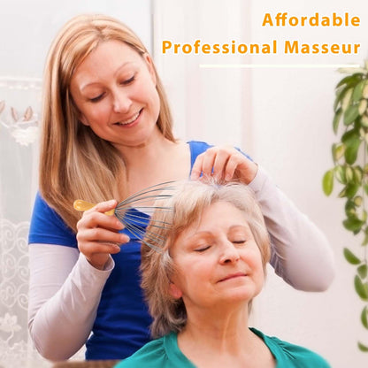 FREATECH 24 Fingers Head Massager Scalp Scratcher with Ergonomic Wooden Handle for Deep Relaxation and Stress Relief, Easy to Hold and Control, Perfect Body Relaxing Massage Tool - Available at All In One Marketplace Canada