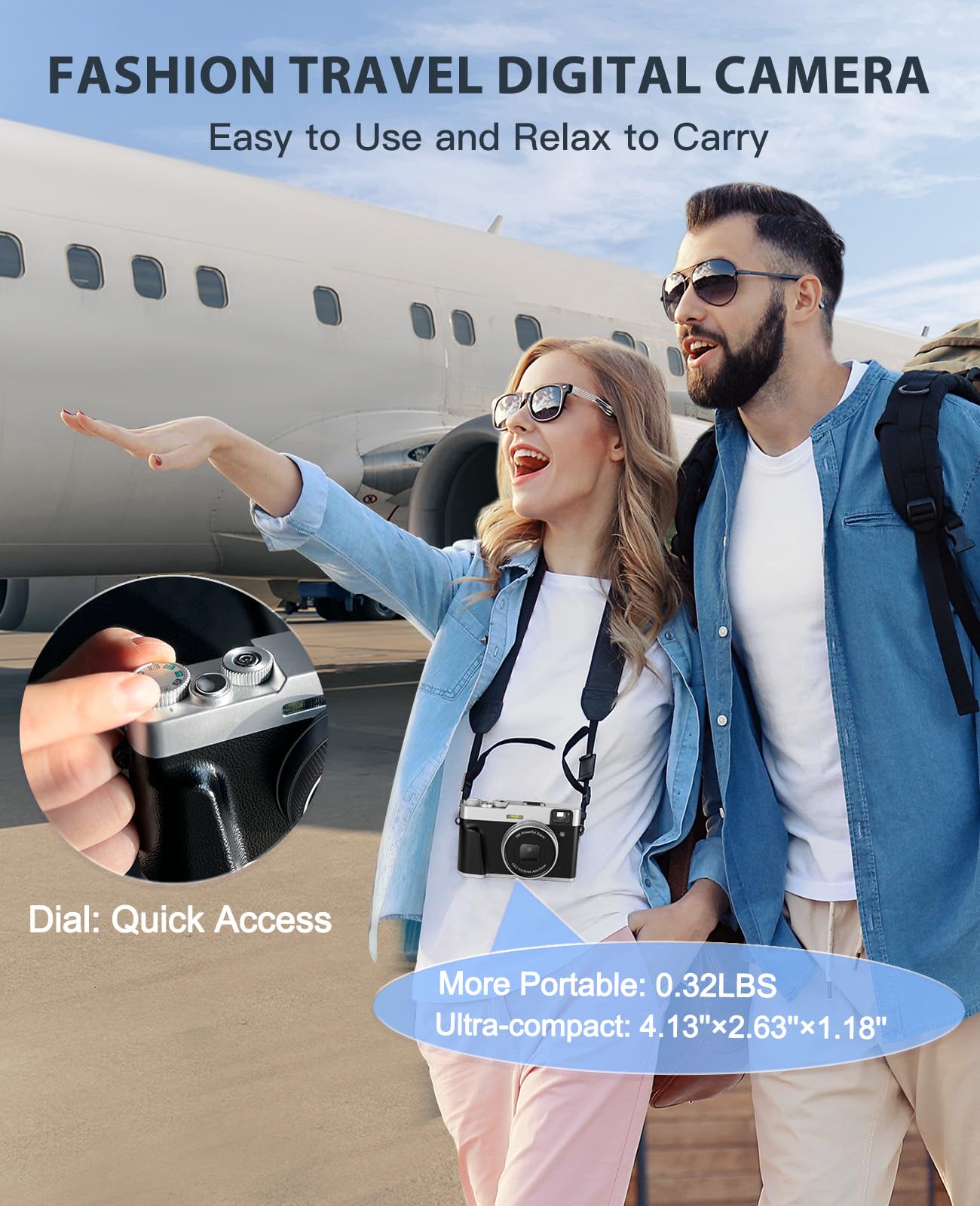 ToAuite 4K Digital Camera with Viewfinder, 48MP Autofocus Vlogging Camera for Photography and Video, Anti-Shake 16X Zoom Travel Portable Camera with Flash 32GB Card, Selfie YouTube Cameras with Dial - Available at All In One Marketplace Canada