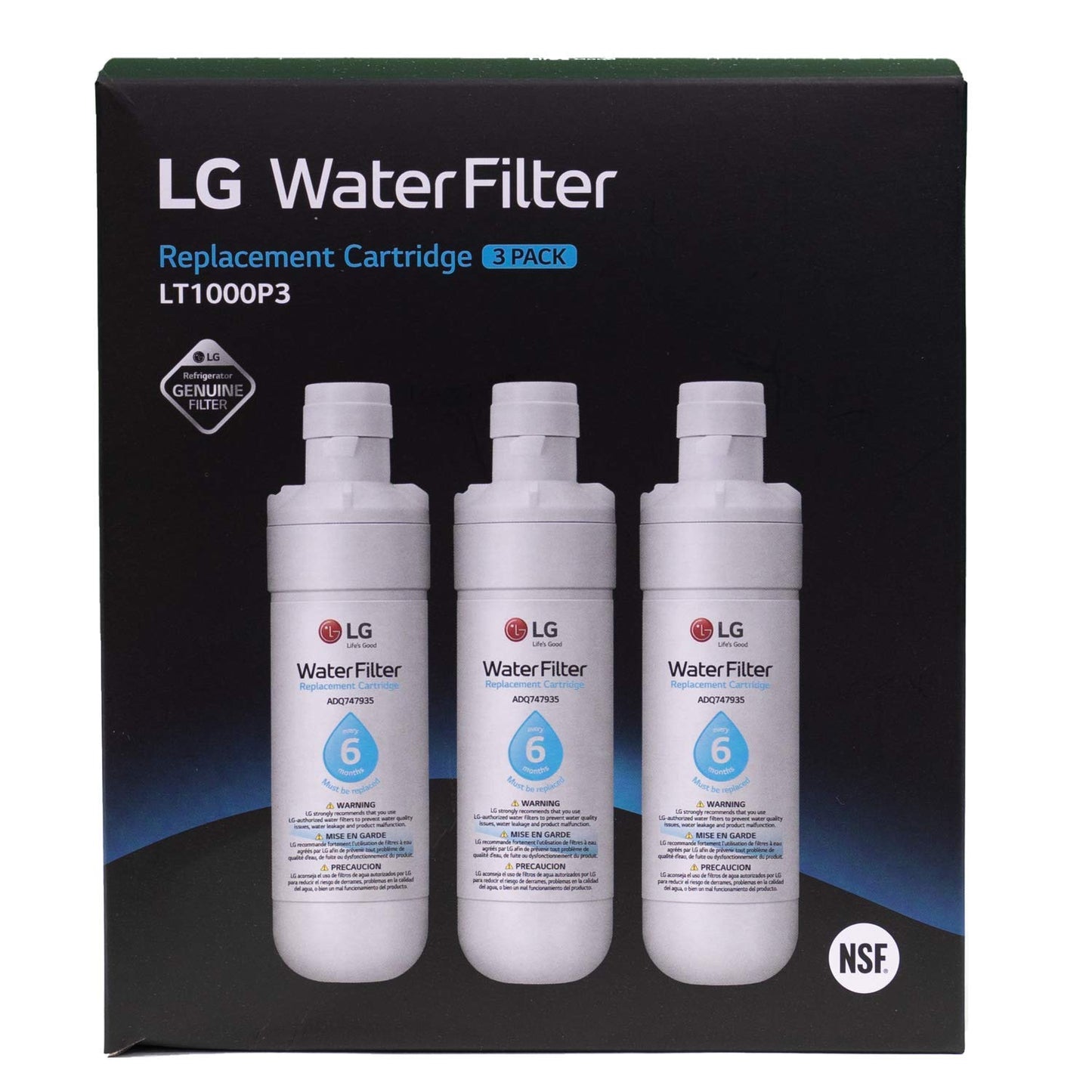 LG LT1000P3 Genuine Replacement Refrigerator Water Filter, 3-Pack (LT1000P/PC/PCS) by LG Canada - Available at All In One Marketplace Canada