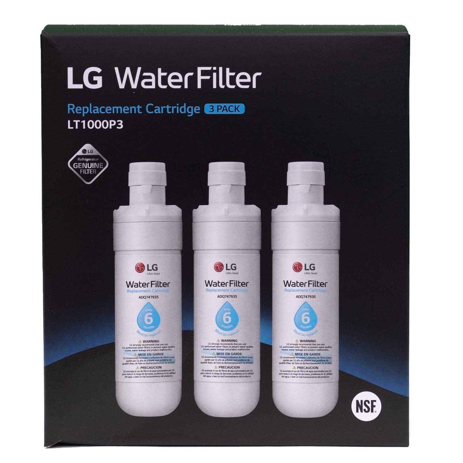 LG LT1000P3 Genuine Replacement Refrigerator Water Filter, 3-Pack (LT1000P/PC/PCS) by LG Canada - Available at All In One Marketplace Canada