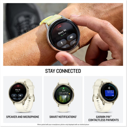 Garmin Venu® 4, 41mm, Advanced Health and Fitness GPS Smartwatch, Bright and Colorful Display, Built-in Flashlight, 10 Days of Battery Life, Lunar Gold with Bone Silicone Band 🍁 All In One Marketplace Canada
