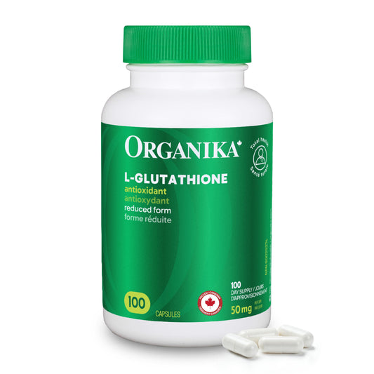 Organika Canadian-Made L-Glutathione (Reduced), Antioxidant and Detox Support -100 Caps - Available at All In One Marketplace Canada