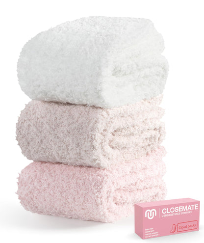 CLOSEMATE Womens Fuzzy Calf Socks, Cozy Cloud Socks Gift Box Set, 3 Pairs 🍁 All In One Marketplace Canada