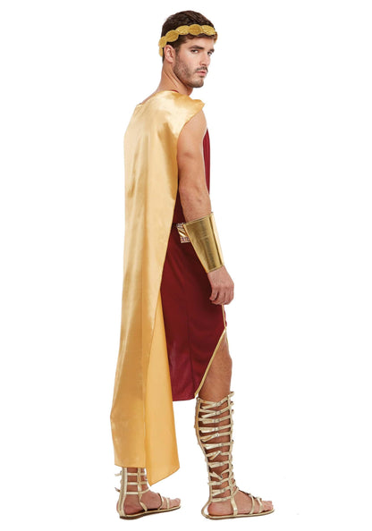 Dreamgirl Mens Apollo Costume, Adult Greek God Halloween Costume, Garnet/Gold, Medium