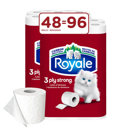 Royale 3-Ply Strong Toilet Paper, 48 Equal 96 Rolls, 165 Bathroom Tissues per roll - Available at All In One Marketplace Canada