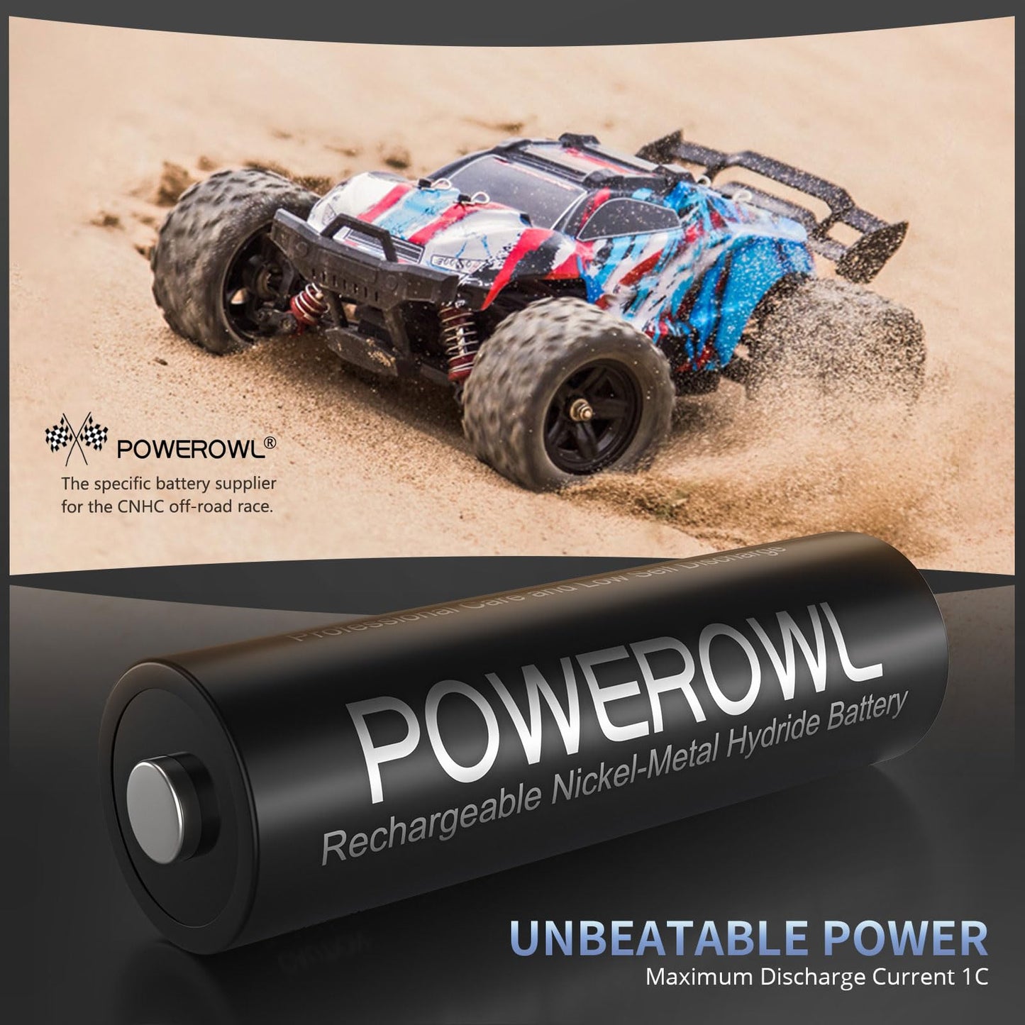 POWEROWL AA Rechargeable Batteries, 2800mAh High Capacity Batteries 1.2V NiMH Low Self Discharge, Pack of 16 - Available at All In One Marketplace Canada