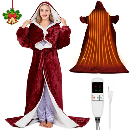 Wearable Heated Blanket Electric with Removable FootPocket,Snuggle Heated Blankets Hoodie with Sleeves Heated Robes for Women Flannel&Sherpa Heating Throw Blanket Shawl with 9 Temp for Winter 50"x80" 🍁 All In One Marketplace Canada