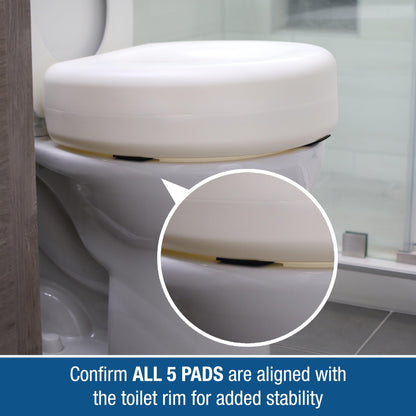 HealthSmart Raised Toilet Seat Riser That Fits Most Standard Bowls for Enhanced Comfort and Elevation with Slip Resistant Pads, 15x15x5, New and Improved,White