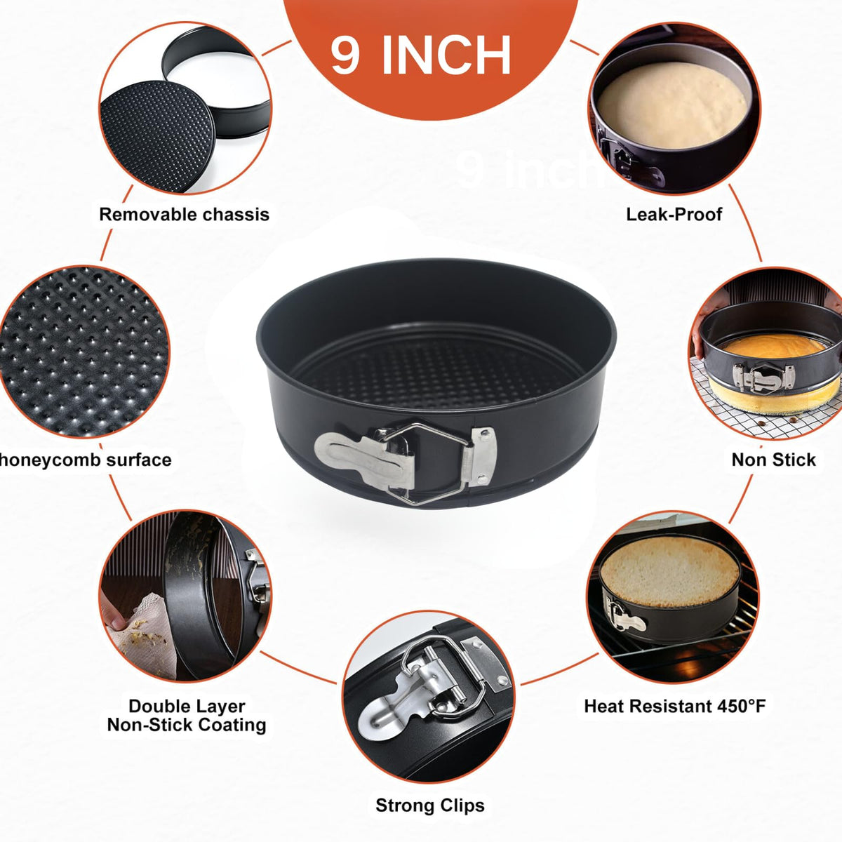 ELEBOX 9 inch Cheesecake Pan Springform Cake Pan, Non-Stick Baking Pan with Leakproof Design and Removable Bottom, Round Cake Tin Baking Mold for Birthday Cakes 🍁 All In One Marketplace Canada