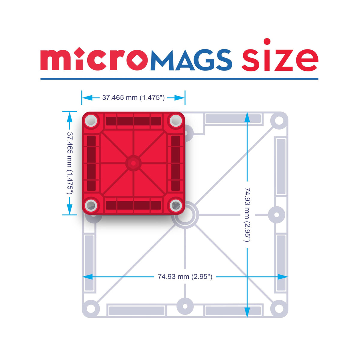 Magna-Tiles microMAGS Learn Letters 56-Piece Magnetic Construction Set, The Original Magnetic Building Brand