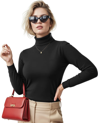 NY Threads Cotton Blend Turtleneck Top for Women, Small, Black 🍁 All In One Marketplace Canada
