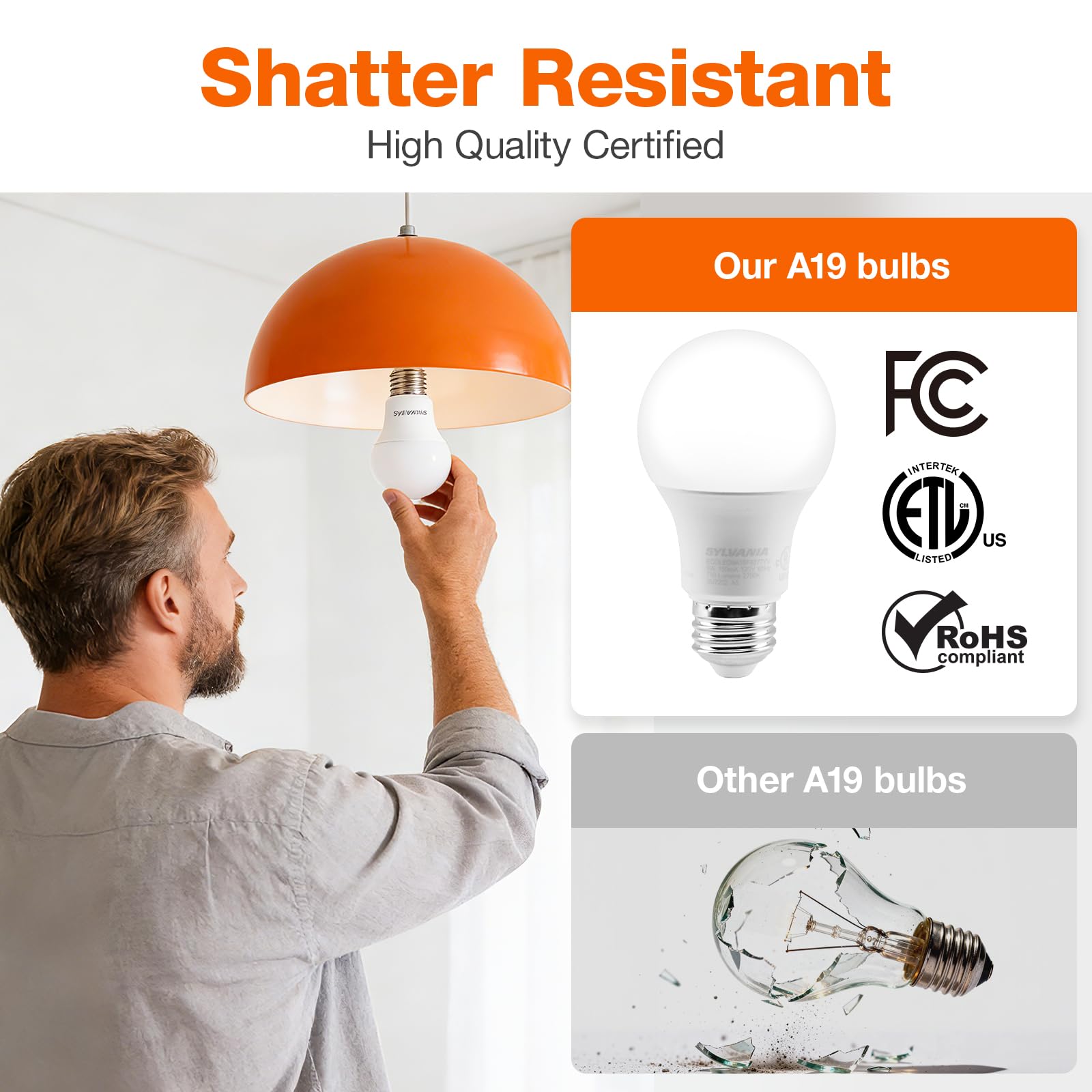 Sylvania ECO LED A19 Light Bulb, 60W Equivalent, Efficient 9W, 7 Year, 750 Lumens, Non-Dimmable, Frosted, 5000K, Daylight - 8 Count (Pack of 1) (40883) LEDVANCE