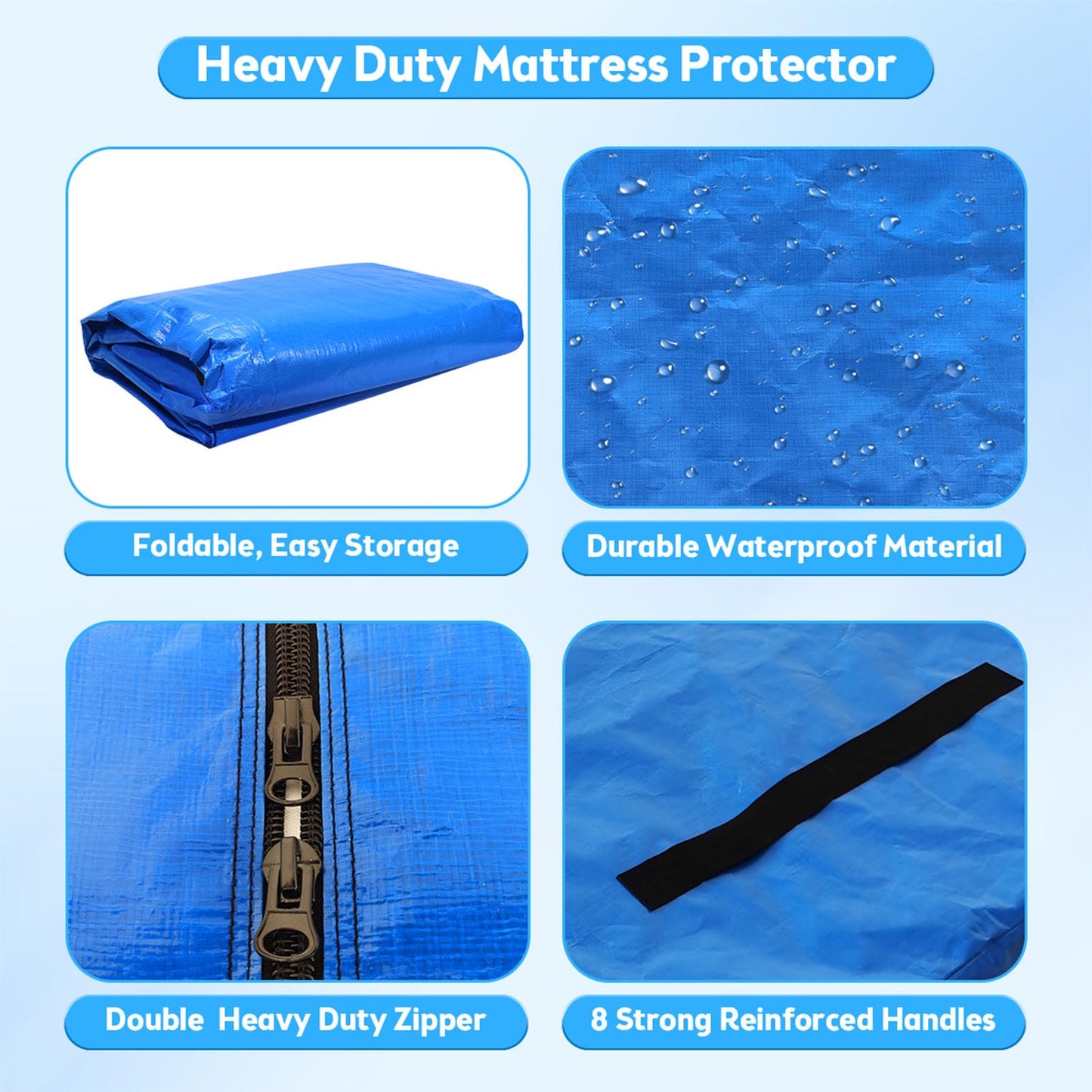 Mattress Bag for Moving,Extra Thick Mattress Cover Queen Mattress Storage Bag with 8 Strong Handles & Zipper,Heavy Duty Mattress Bags,Waterproof Mattress Protector - Moving Supplies(208.3*160*38CM) - Available at All In One Marketplace Canada