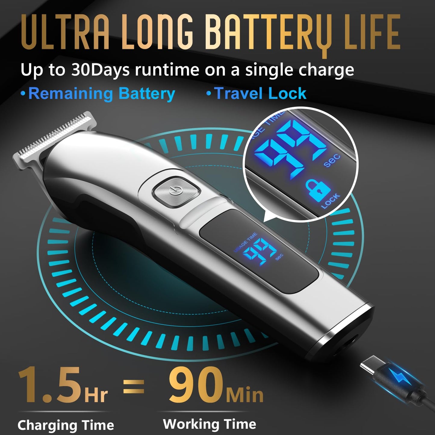 Ufree Beard Trimmer for Men, Waterproof Electric Razor Shaver for Nose, Body, Face and Mustache, Cordless Hair Clippers Men Grooming Kit, Gifts for Husband Father Silver - Available at All In One Marketplace Canada