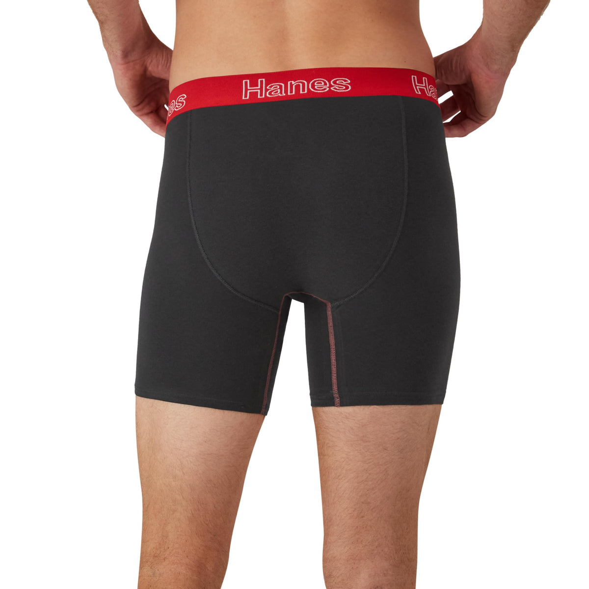 Hanes Mens Underwear Briefs, Cotton Stretch Moisture-Wicking Multi-Pack Boxer, Black - 6 Pack, Large US