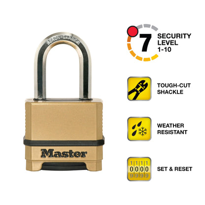 Master Lock Gold Outdoor Combination Lock, Heavy Duty Weather Resistant Padlock, Resettable Combination Lock for Outdoor Use 1.2 x 2 x 3.87 inches, 2 Pack, M175LFEC2 - Available at All In One Marketplace Canada