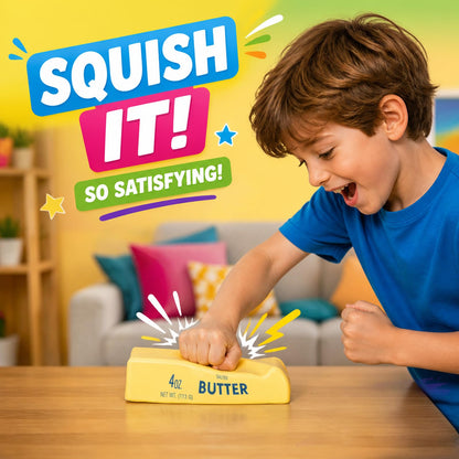 Butter Squishy, Soft Slow Rising Squeeze Butter Squishy, Realistic Texture Sensory Play Fidget Toy, Fun Desk Toy for Kids, Teens & Adults (Yellow, Small)