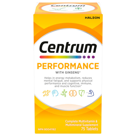 Centrum Performance Multivitamins/Minerals Supplement for Men & Women with Ginseng for Energy, 75 Tablets (Packaging May Vary) - Available at All In One Marketplace Canada