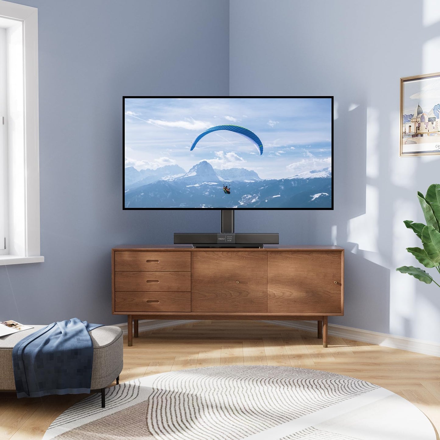 PERLESMITH Swivel Universal TV Stand/Base - Table Top TV Stand for 24-60 inch LCD LED TVs - Height Adjustable TV Mount Stand with Tempered Glass Base, VESA 400x400mm, Holds up to 99lbs PSTVS09 PERLESMITH