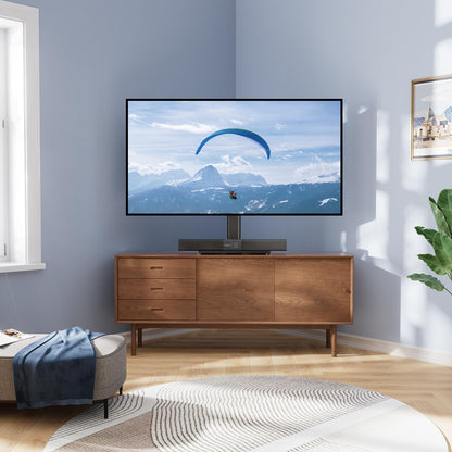 PERLESMITH Swivel Universal TV Stand/Base - Table Top TV Stand for 24-60 inch LCD LED TVs - Height Adjustable TV Mount Stand with Tempered Glass Base, VESA 400x400mm, Holds up to 99lbs PSTVS09 PERLESMITH