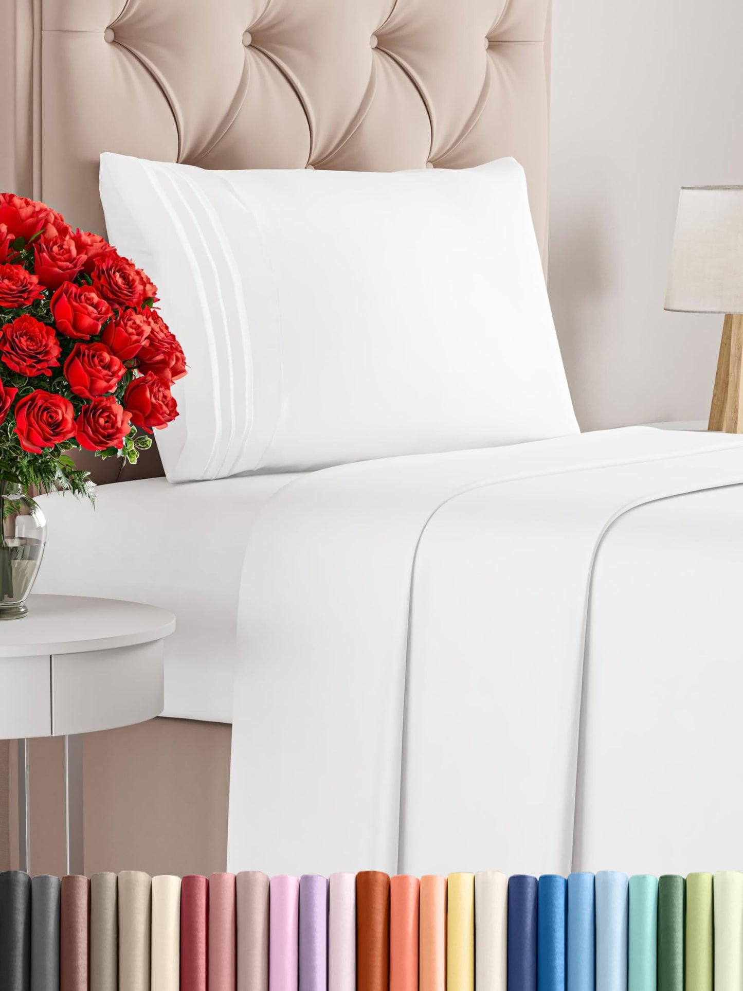 Twin Size Sheet Set - 3 Piece Set - Hotel Luxury Bed Sheets - Extra Soft - Deep Pockets - Easy Fit - Breathable & Cooling Sheets - Wrinkle Free - Comfy - White Bed Sheets – Twins Sheets - 3 PC