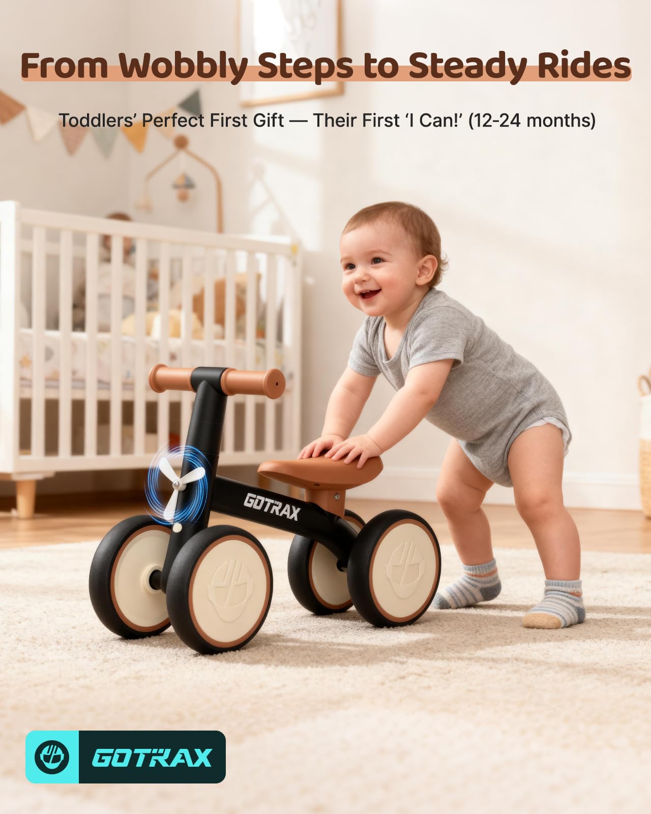 Gotrax Baby Balance Bike, 7" Silent Wheels, First Gift for Toddlers 1-2 Gotrax