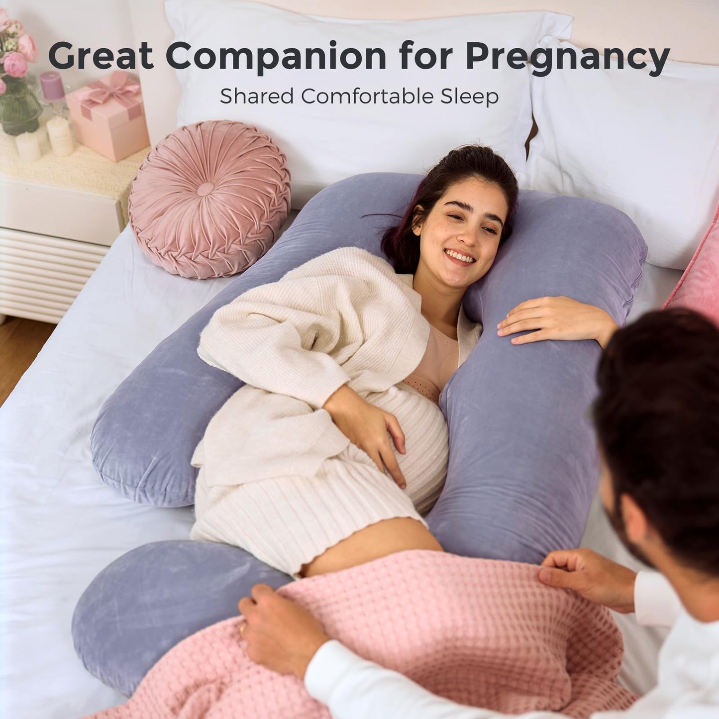 Momcozy Pregnancy Pillows for Sleeping, U Shaped Full Body Maternity Pillow with Removable Cover - Support for Back, Legs, Belly, HIPS for Pregnant Women, 57 Inch Pregnancy Pillow for Women, Grey - Available at All In One Marketplace Canada
