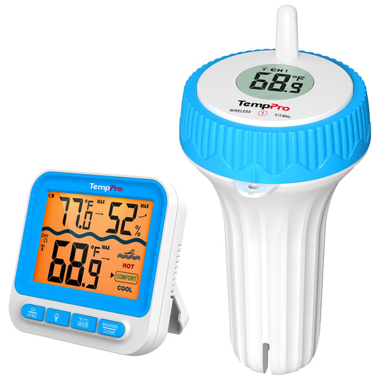 TempPro Waterproof Wireless Pool Thermometer Easy Read, Digital Pool Thermometer Floating for Swimming Pool, Hot Tub, Cold Plunge, Pond, Upgraded IPX8 Water Temperature Monitor (Previously ThermoPro) - Available at All In One Marketplace Canada