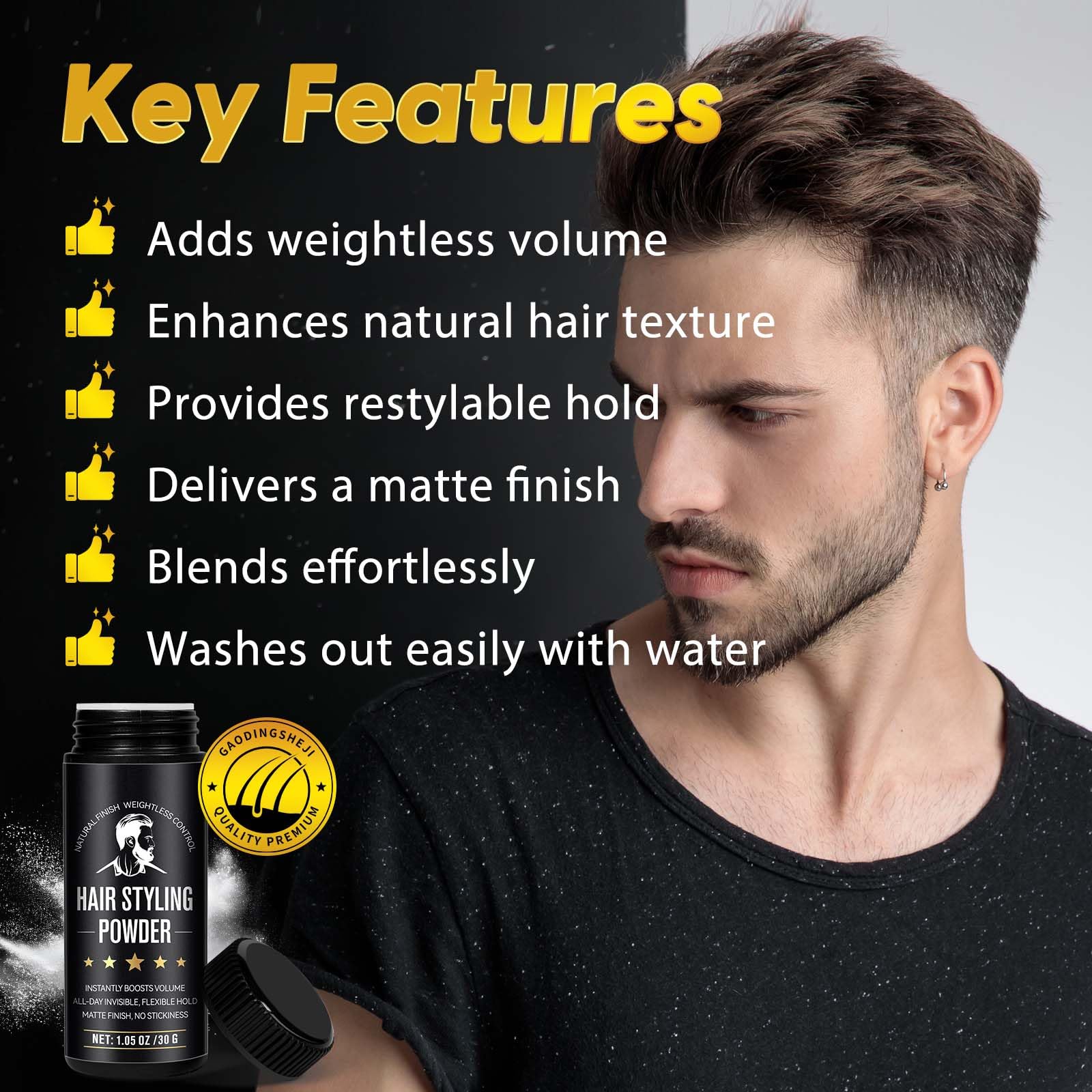 Hair Styling Powder, 2Pack Hair Texture Powder for Men and Women, Adds Volume and Texture, Alll Day Invisible, Flexible Hold, Long-lasting, Matte Finish, No Stickiness 2 x 30g - Available at All In One Marketplace Canada