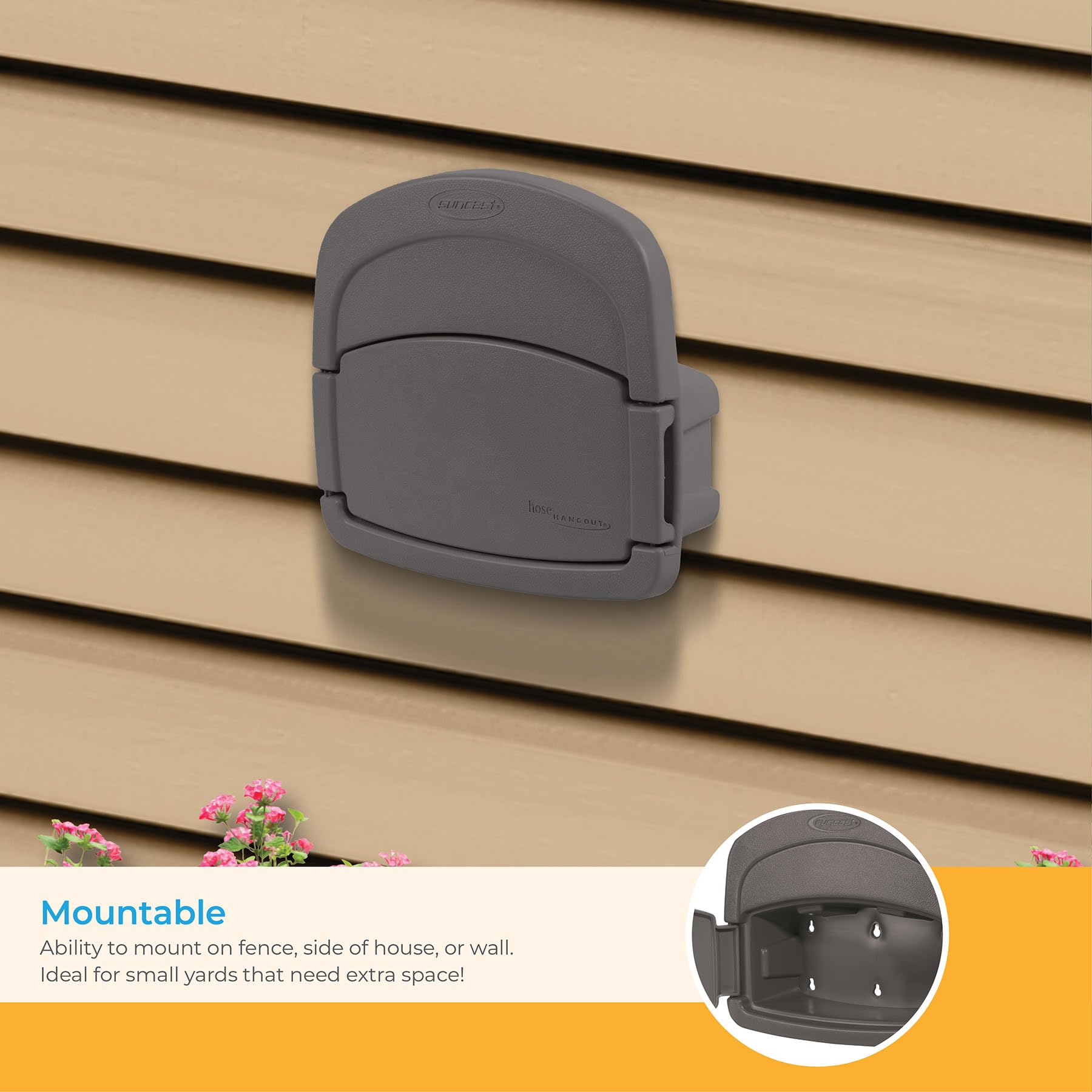 Suncast DHH150ST Deluxe Hangout Hose Hanger,Stoney Gray,1 Count (Pack of 1) - Available at All In One Marketplace Canada