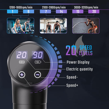 cotsoco Massage Gun Deep Tissue, Muscle Massage Gun with 9 Attachment Heads 20 Speeds & Silent Brushless Motor Cordless, Handheld Percussion Back Massager Gun for Athletes, Mothers Day Gifts for Mom Dad Women Men (Black) - Available at All In One Marketplace Canada
