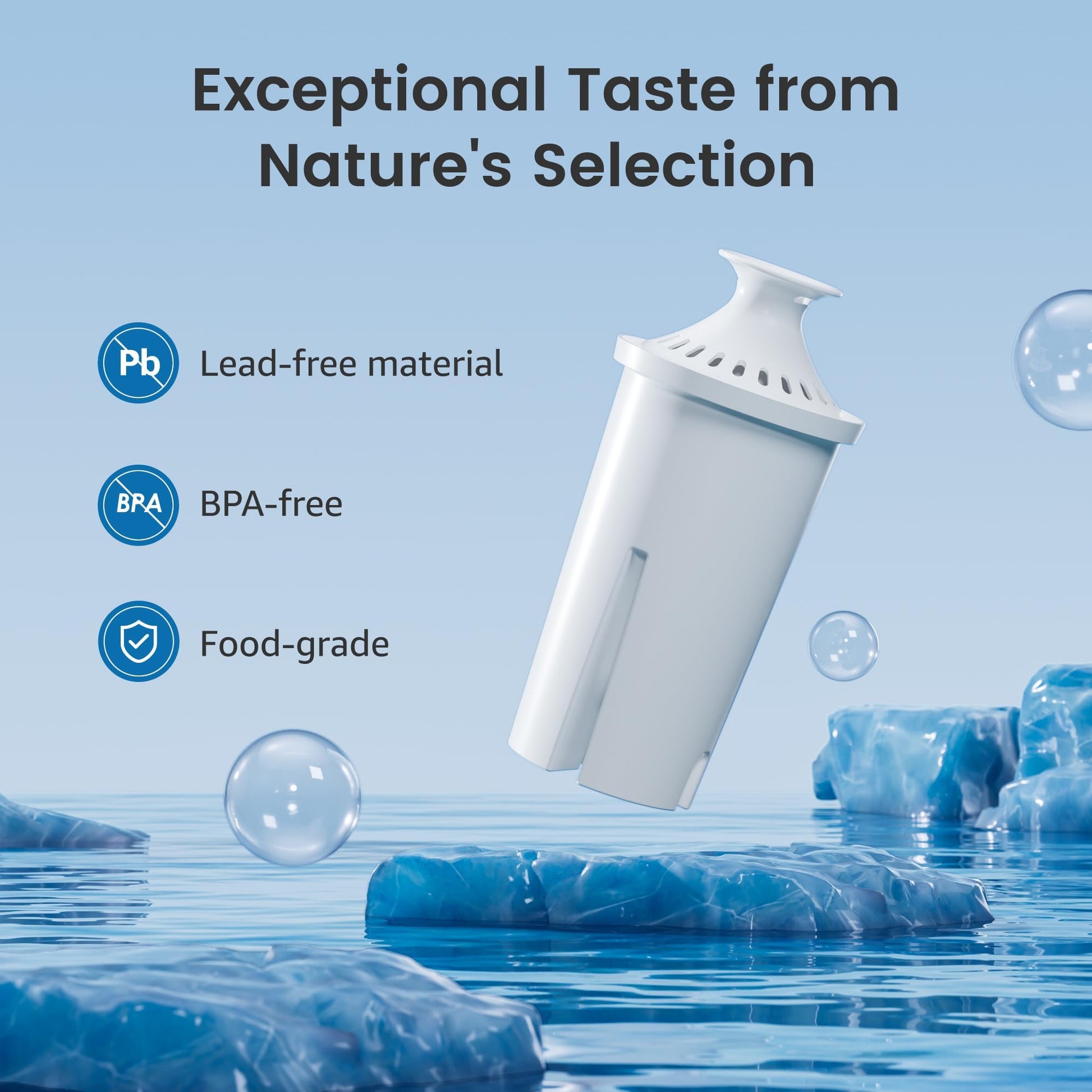 AQUA CREST CF06A Replacement for Brita® Filter, Brita® Water Pitchers and Dispensers, Classic OB03, Mavea® 107007, and More, NSF Certified Pitcher Water Filter, 1 Year Filter Supply, 6 Pack