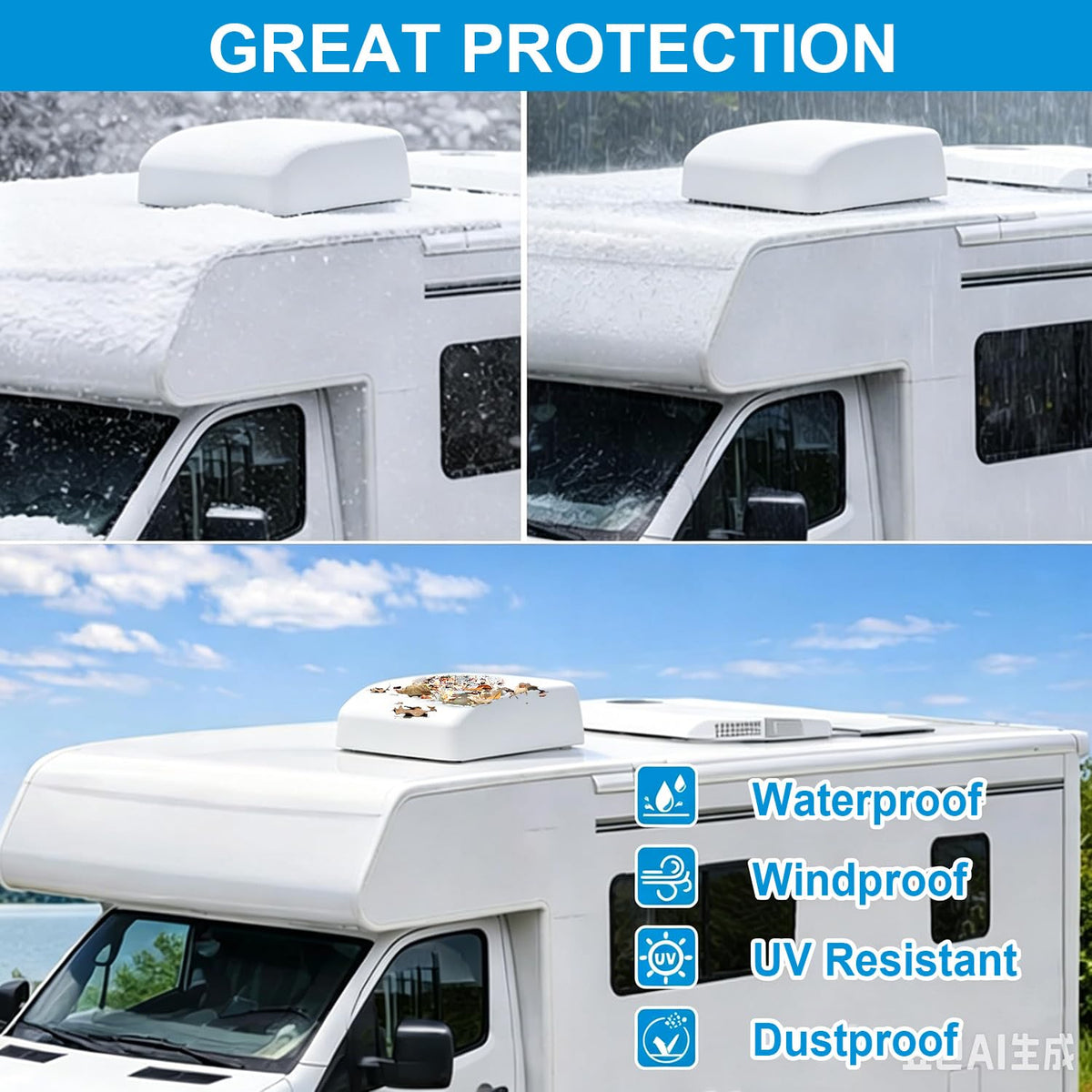 MQLD Camper Air Conditioner Cover Trailer AC Covers for RV Roof Unit, 600D Oxford Cloth Fits RecPro, TOSOT, FOGATTI 16K, Coleman Mach RV Air Conditioner Winter Covers for Outside - A/C Cover for Roof 🍁 All In One Marketplace Canada