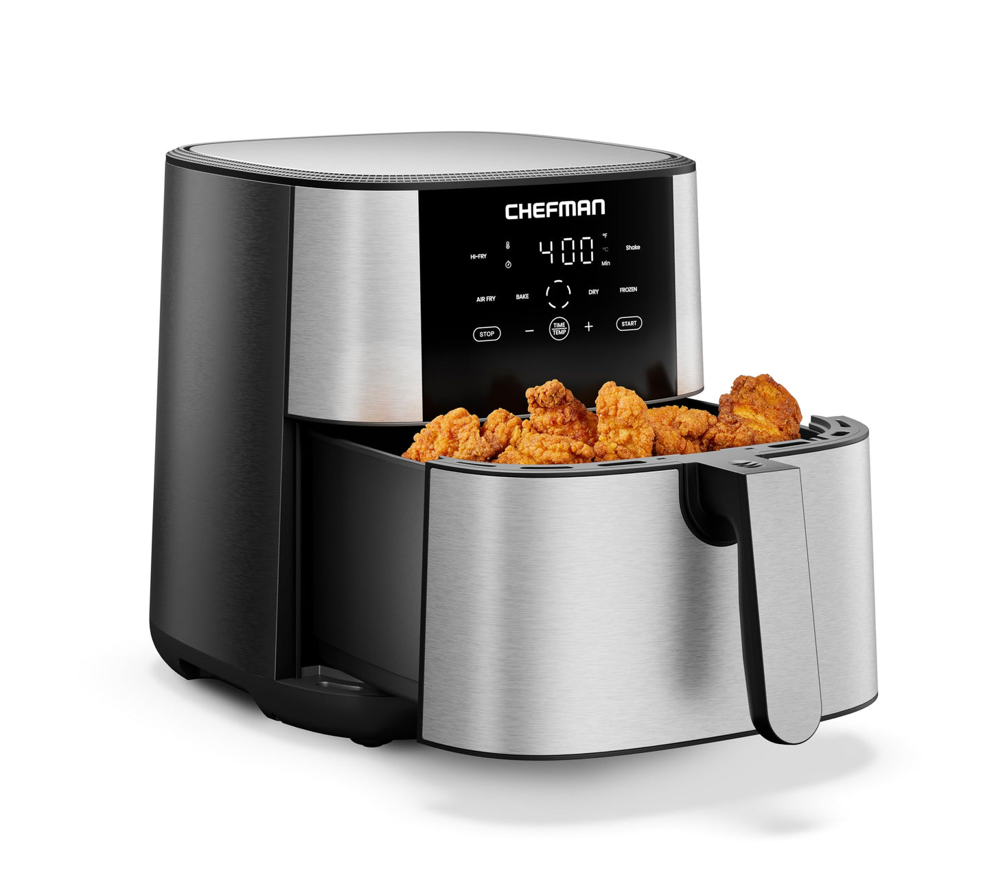 Chefman TurboFry® Touch Air Fryer, XL 8-Qt (7.5L) Family Size, One-Touch Digital Control Presets, French Fries, Chicken, Meat, Fish, Nonstick Dishwasher-Safe Parts, Automatic Shutoff, Stainless Steel - Available at All In One Marketplace Canada