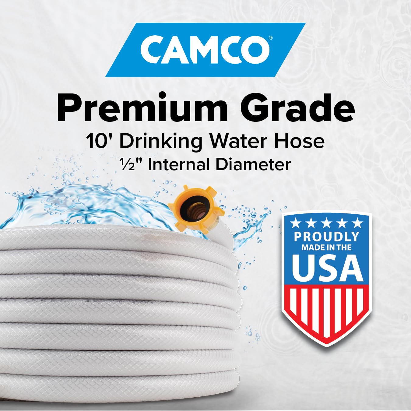 Camco TastePURE 10’ Camper/RV Drinking Water Hose - Certified Drinking Water Safe - Features Reinforced PVC Design w/Brass Fittings & Swivel Female Connector - 1/2-Inch ID (22743) 🍁 All In One Marketplace Canada